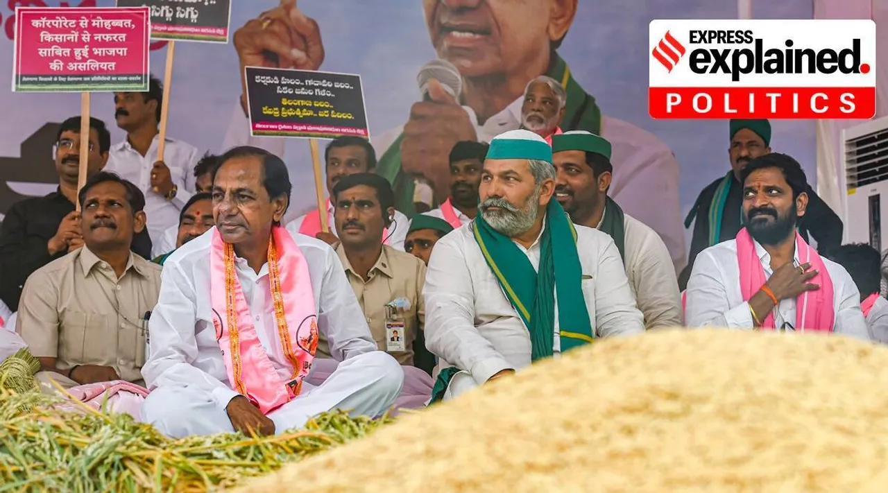 Telangana, paddy protest, new delhi, சந்திரசேகர் ராவ், மாபெரும் நெல் போராட்டம், தெலங்கானா நெல் கொள்முதல் போராட்டம், நெல் போராட்டத்தை டிஆர்எஸ் டெல்லிக்கு எடுத்துச் சென்றது ஏன், Telangana Paddy procurement protest, centre, delhi, TRS Chandrashekar Rao, BJP