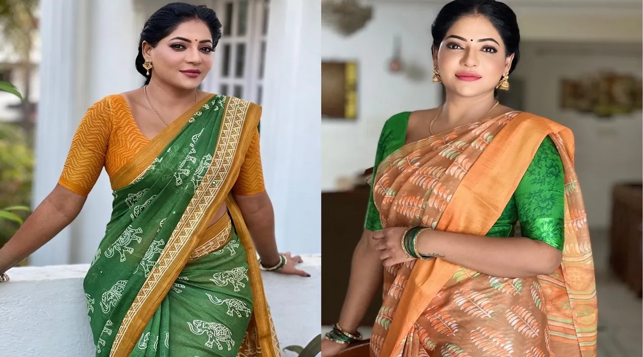 தாவணியில் கிளாமர் போட்டோ ஷூட்:  'ராதிகா'வுக்கு இவ்ளோ வயசுன்னு சொன்னா யார் நம்புவா?