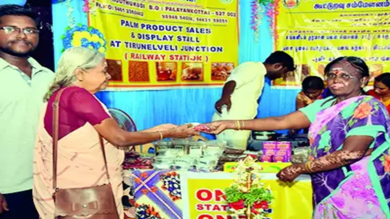 திருநெல்வேலி ரயில் நிலையத்தில் பனை பொருள்கள் விற்பனை கண்காட்சி