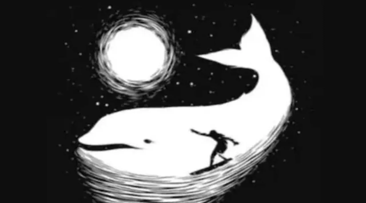 Optical illusion, Optical illusion image, moon, whale, surfer, முதல்ல எதைப் பார்த்தீங்க, அப்போ உங்க பர்சனாலிட்டி இதுதான், ஆப்டிகல் இல்யூஷன், நிலா, திமிங்கலம், சர்ஃபர், Optical illusion, What You See First, this Optical illusion Reveals your personality