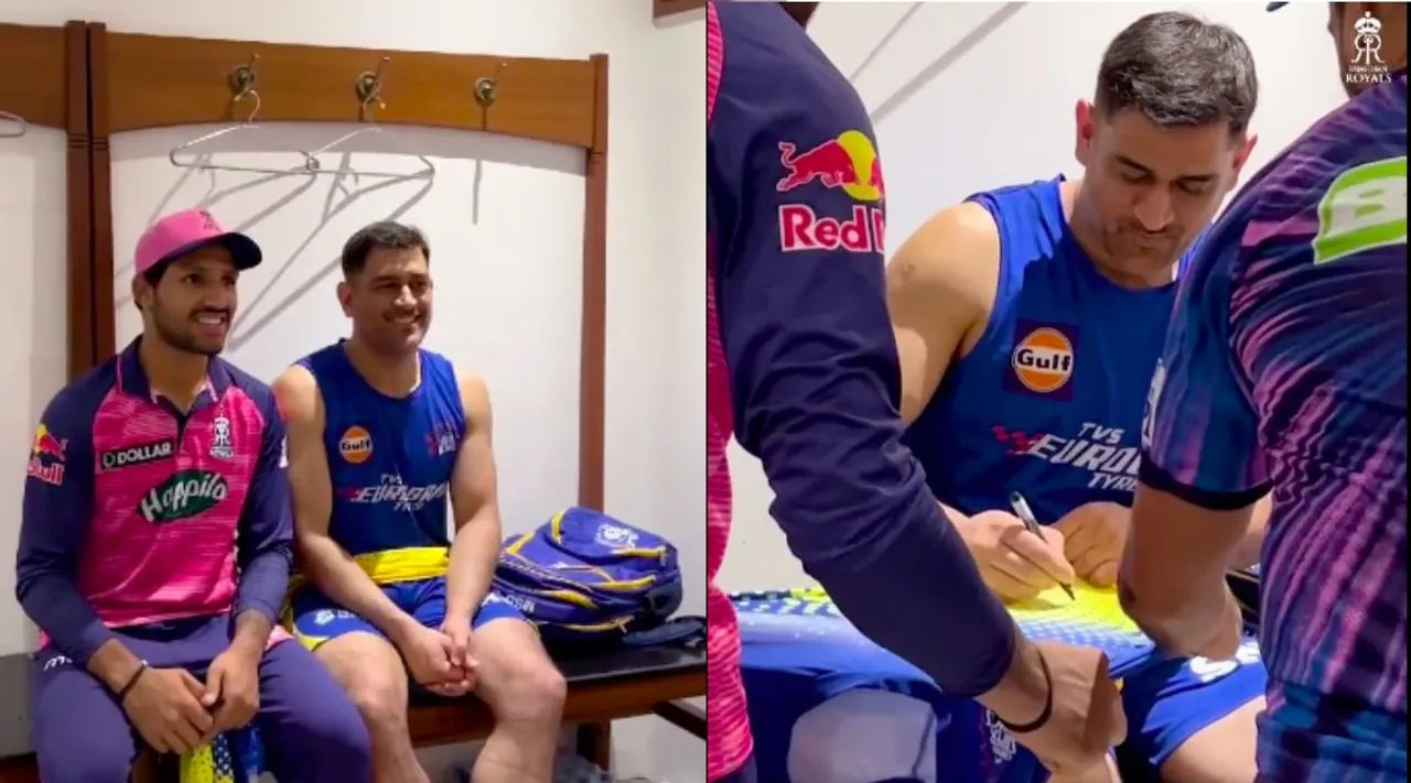 WATCH Viral VIDEO; Dhoni Signs Jerseys of RR Players