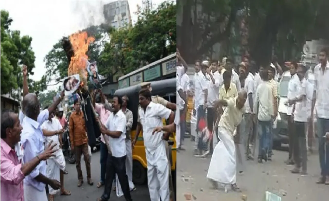 OPS - EPS supporters clash, AIADMK office violence, அ.தி.மு.க தலைமை அலுவலகத்தில் வன்முறை, அதிமுக, அ.தி.மு.க தலைமை அலுவலகத்தில் ஓ.பிஎஸ், அ.தி.மு.க தலைமை அலுவலகத்தில் கல்வீச்சு; கார்கள் உடைப்பு: கலவர மயமான அ.தி.மு.க தலைமை அலுவலகம், OPS - EPS fight, AIADMK office violence