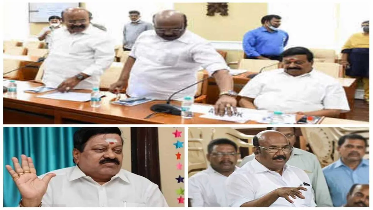 OPS- EPS Supporters word war in Election Commission meeting