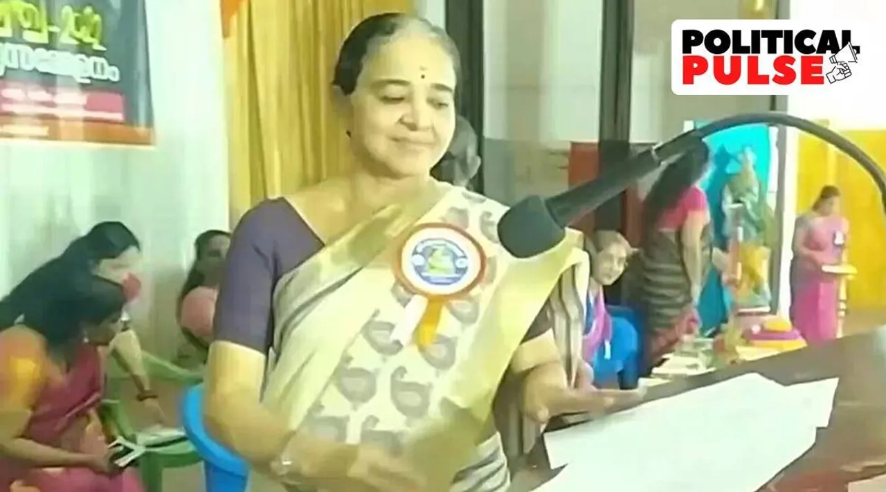 CPM Kozhikode Mayor Beena Philip, Kerala CPM, Beena Philip news, ஆர்.எஸ்.எஸ். அமைப்பு நிகழ்ச்சியில் பங்கேற்ற கோழிக்கோடு சி.பி.எம் மேயர்; மார்க்சிஸ்ட் கம்யூனிஸ்ட் கட்சியில் சலசலப்பு, பீனா பிலிப், RSS, Arya Rajendran, Kerala politics, Tamil indian express, political pulse