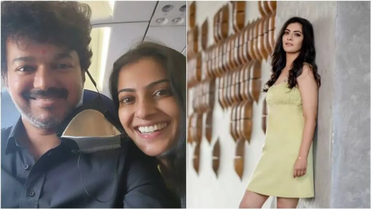 நடிகர் விஜய்யை விமானத்தில் சந்தித்த பிரபல நடிகை: செல்ஃபி எடுத்து குதூகலம்