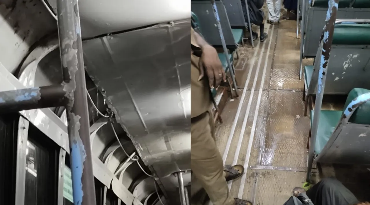 Coimbatore: Rain pouring into government bus; Passengers share suffocating video