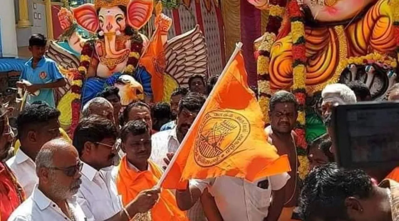 dmk, hindu fron flag, vaniyambadi dmk, controversy,