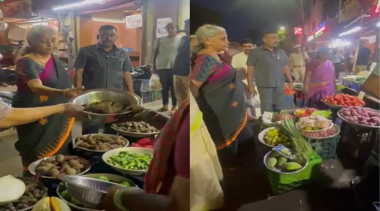 மயிலாப்பூரில் தெருவோர கடையில் காய்கறி வாங்கிய நிர்மலா சீதாராமன்; வீடியோ