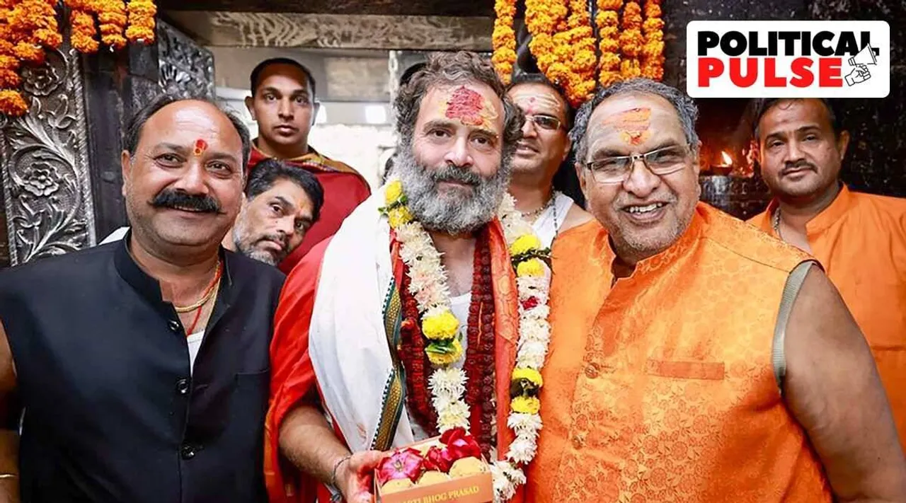 Rahul Gandhi, Rahul Gandhi temple visit, Rahul Gandhi bharat jodo yatra, Rahul Gandhi ujjain temple, ராகுல் காந்தி, காங்கிரஸ் தலைவர் ராகுல் காந்தி, குஜராத், பாஜக, சுனவி இந்து, தேர்தல் இந்து, காங்கிரஸ், bjp rahul gandhi temple visit, bjp chunavi hindu rahul gandhi, bjp, pm narendra modi, political pulse,Tamil Indian Express