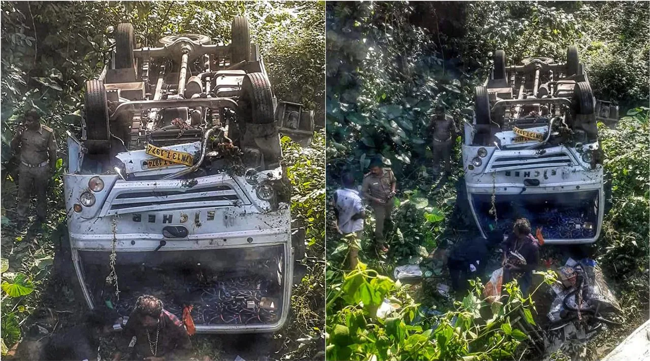 Chennai Aiyappa pilgrims traveled bus accident, Chennai Aiyappa pilgrims bus accident in Erumely, சென்னை ஐயப்ப பக்தர்கள் சென்ற பேருந்து எருமேலியில் விபத்து, 10 வயது சிறுமி பலி, Chennai Aiyappa pilgrims accident, Erumely, 10 year old girl death
