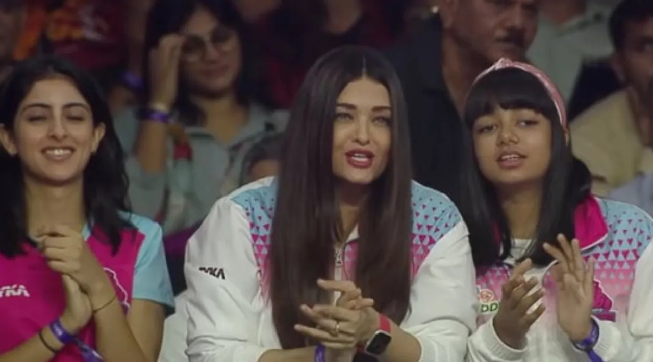 Abhishek Bachchan, Aishwarya, Aaradhya celebrating Jaipur Pink Panthers victory Tamil News