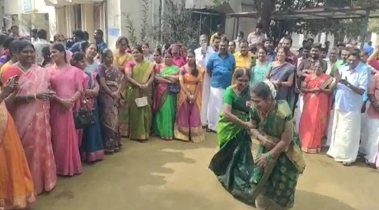 Members dance at Pongal Festival in Coimbatore