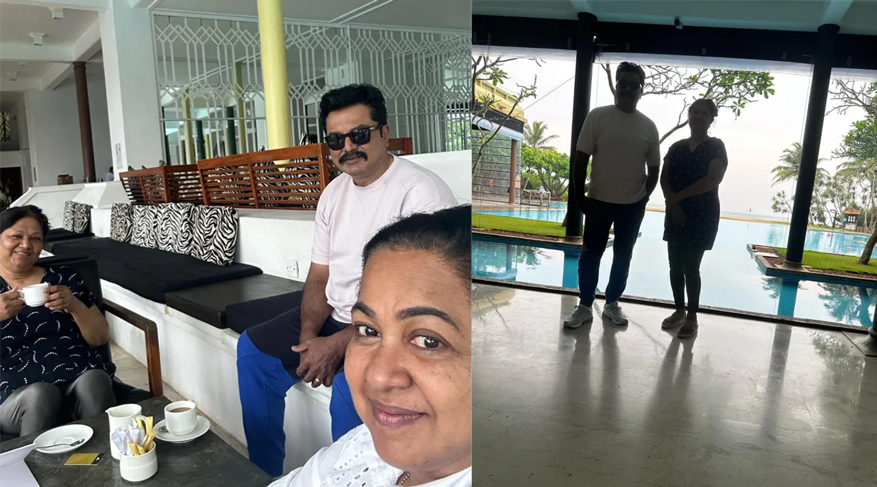 குடும்பத்துடன் ராதிகா- சரத்குமார் வீக் எண்ட் கொண்டாட்டம்: இது எந்த ஊரு கடற்கரை?