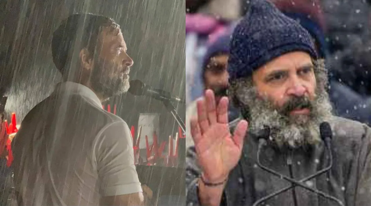 Rahul Gandhi, Rahul Gandhi's Bharat Jodo Yatra messages, Rahul Gandhi's Bharat Jodo Yatra, ராகுல் நடை பயணம் உரத்துச் சொன்ன செய்திகள், Rahul Gandhi, Bharat Jodo Yatra, Rahul Gandhi Bharat Jodo Yatra in rain, Rahul Gandhi Bharat Jodo Yatra in snow