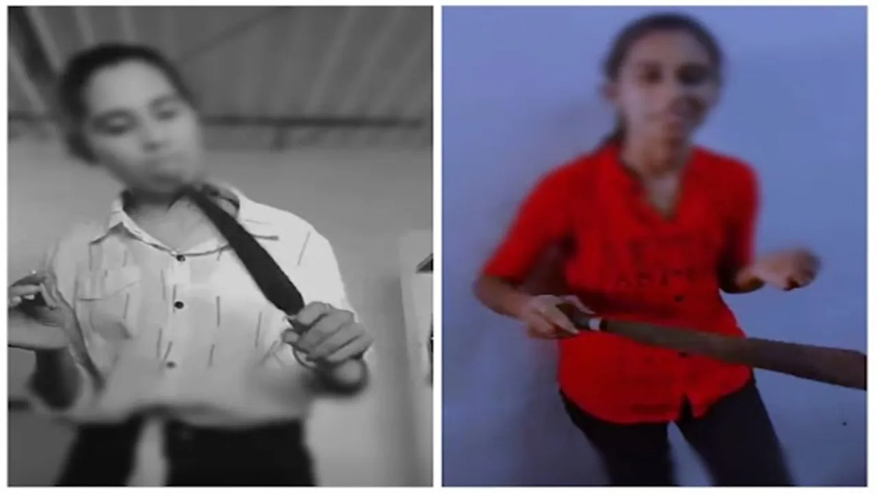 young woman who released the reels with weapons in hand