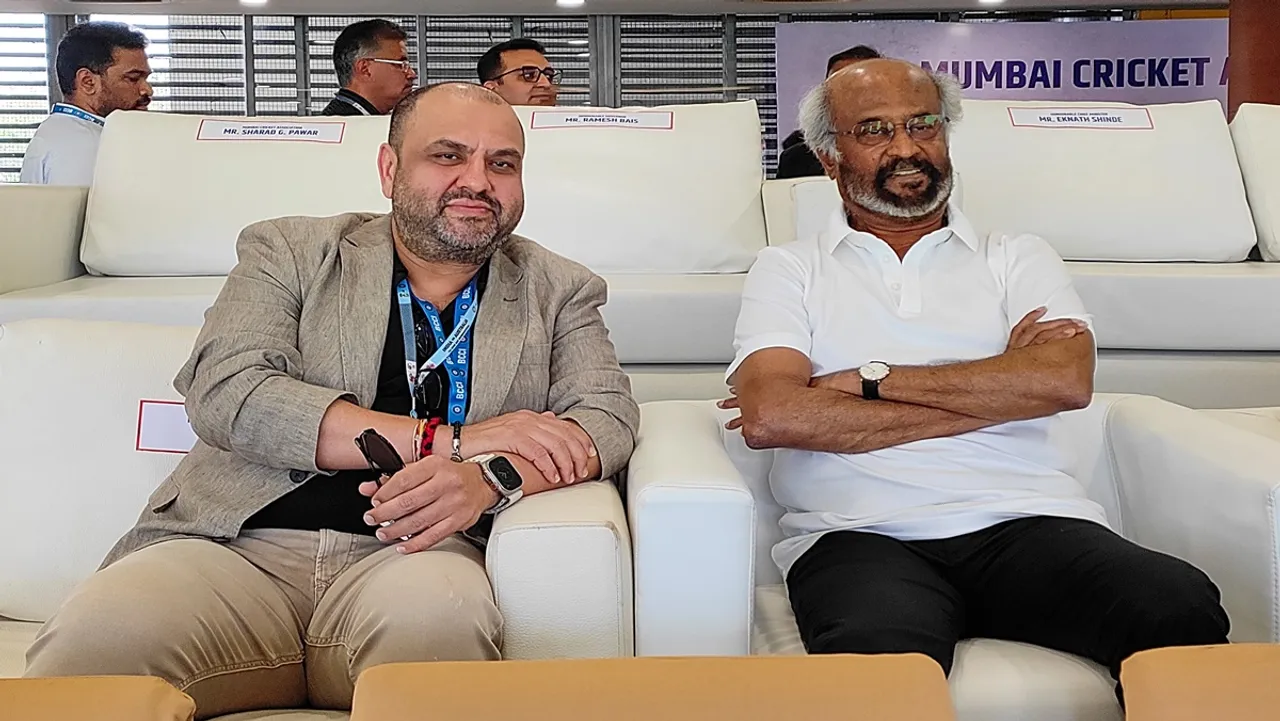 Rajinikanth watched the India Australia cricket match at the Wankhede Stadium in Mumbai
