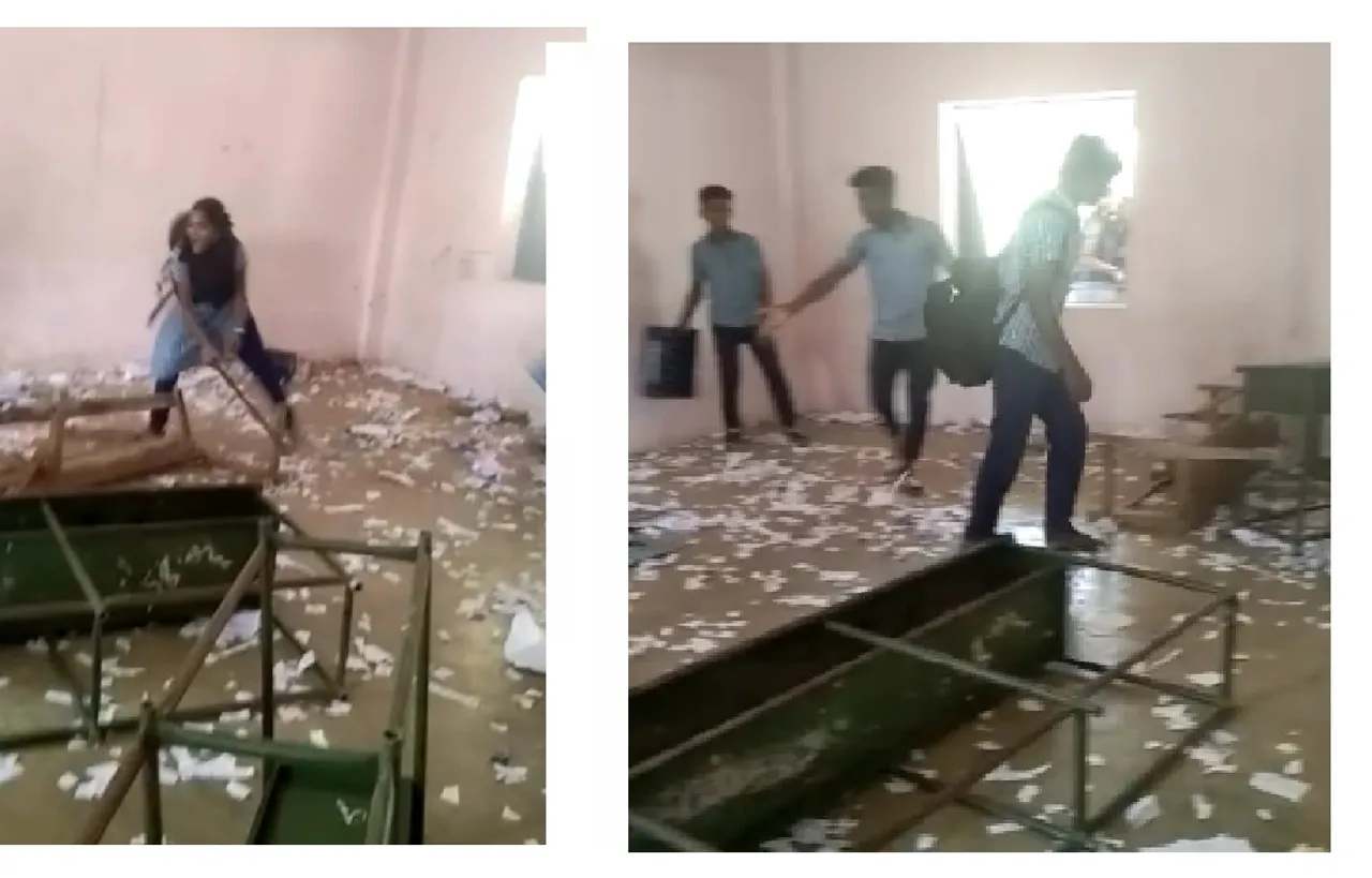 வகுப்பறையை அடித்து நொறுக்கிய பள்ளி மாணவர்கள்: வைரலாகும் வீடியோ