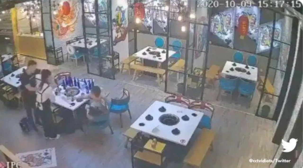 Viral CCTV footage, Waitress tackles rowdy customers, viral martial arts videos