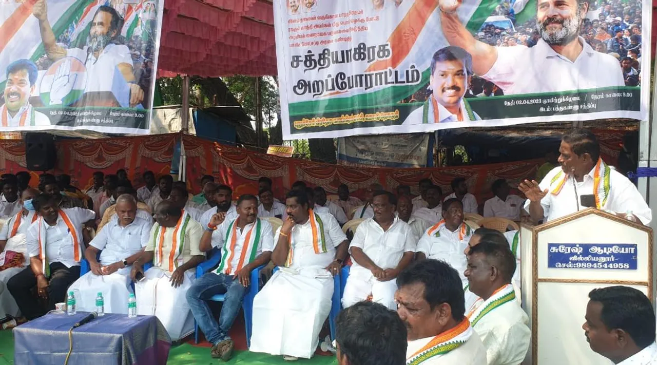 Narayanasamy, Puducherry congress, BJP, பா.ஜ.க-வினரை பார்த்தால் ஒதுங்கி செல்லுங்கள், நாராயணசாமி பேச்சு, Puducherry former CM Narayanasamy, If you see BJP people, stay away, Congress protest