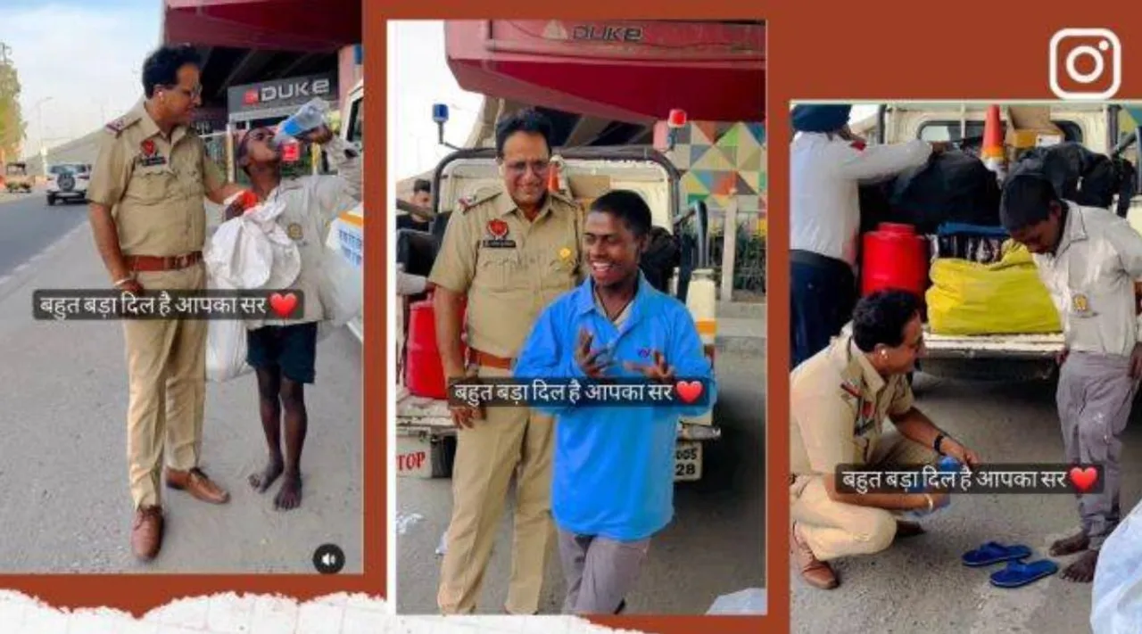 Punjab policeman gives new clothes and slippers to ragpicker, கந்தல் துணிகளை சேகரிக்கும் சிறுவனுக்கு புது துணி, செருப்பு வாங்கி தந்த போலீஸ்காரர், வைரல் வீடியோ, Punjab Police, cop gives clothes to ragpicker, viral, trending