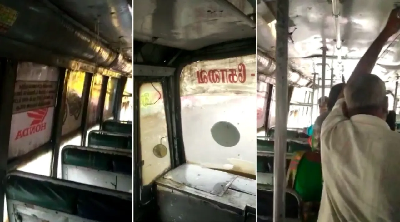 coimbatore: Rain inside bus - video!