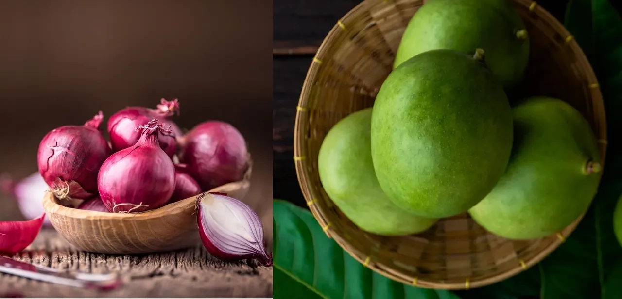பச்சை வெங்காயம், கொஞ்சம் மாங்காய்