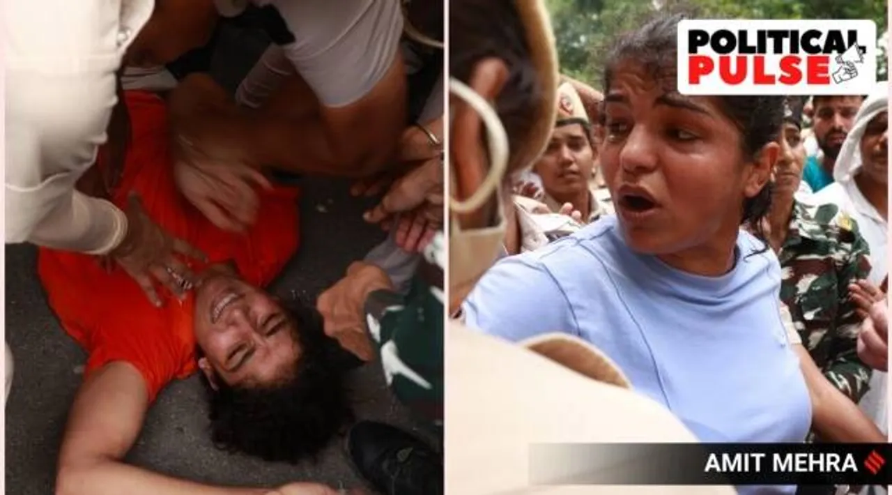 Arrogant king crushing voice of public on streets Opposition leaders slam Delhi Police action against wrestlers