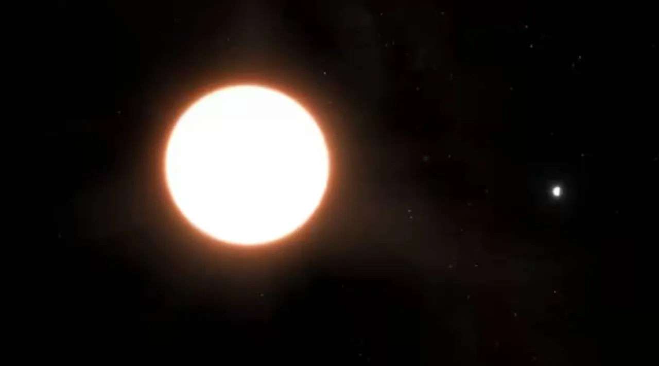 The exoplanet LTT9779 b orbiting its host star. (ESA)