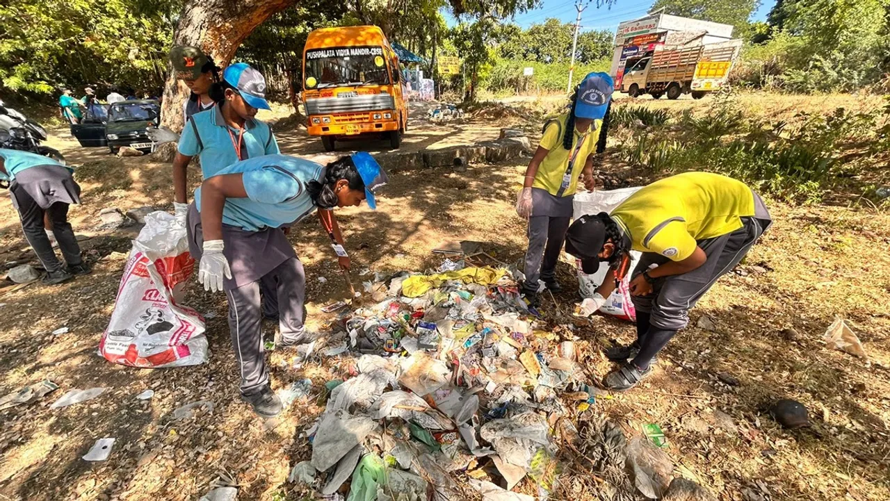 Students were involved in cleaning the Tamiraparani river
