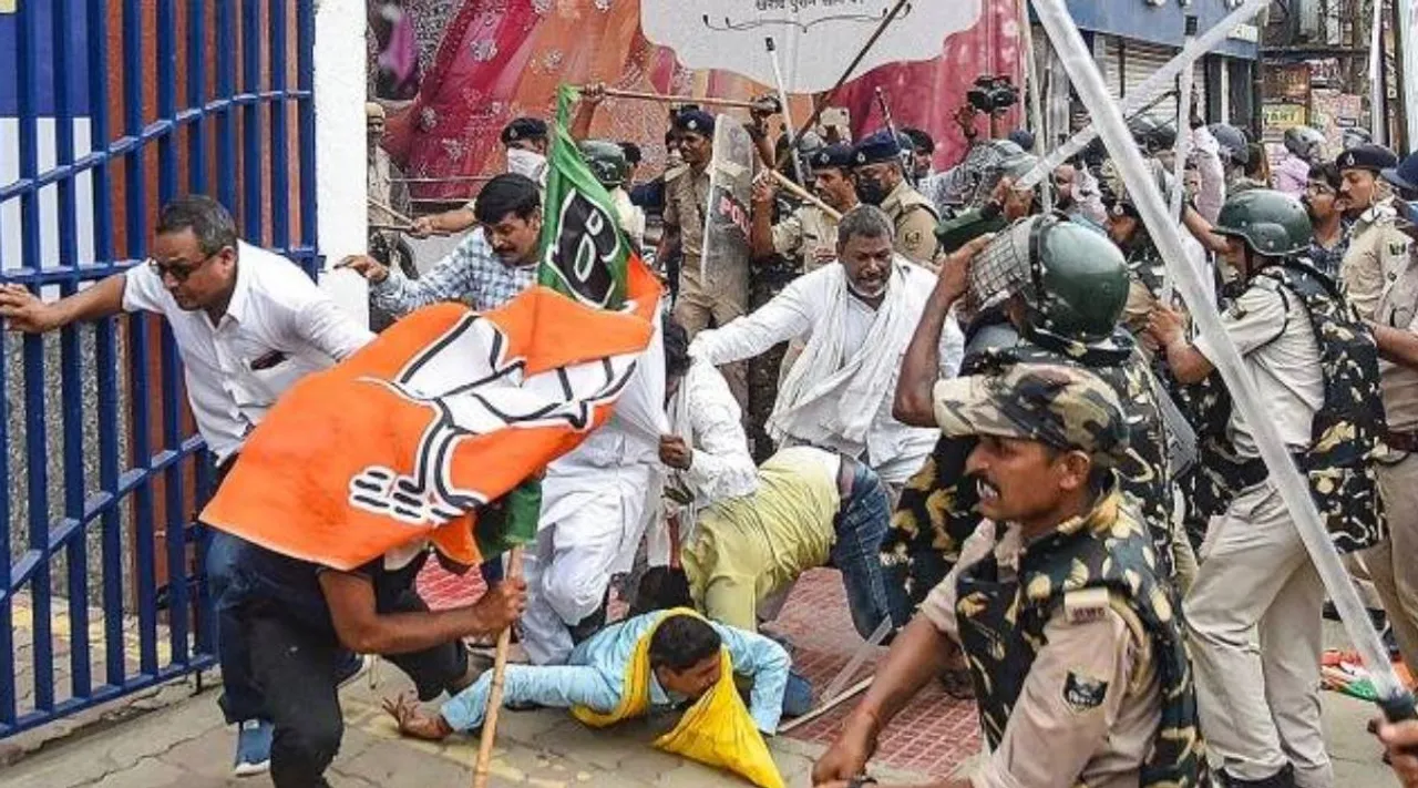 bjp protests biahr, bihar recruitment policy, techers leave cancelled bihar, Bihar cabinet, பீகார் அரசின் ஆசிரியர் பணி நியமனக் கொள்கை மாற்றம், போலீசாருடன் மோதல்; பா.ஜ.க தலைவர் மரணம், Bihar domicile based reservation, Bihar teachers recruitment, Nitish Kumar, indan express, political pulse