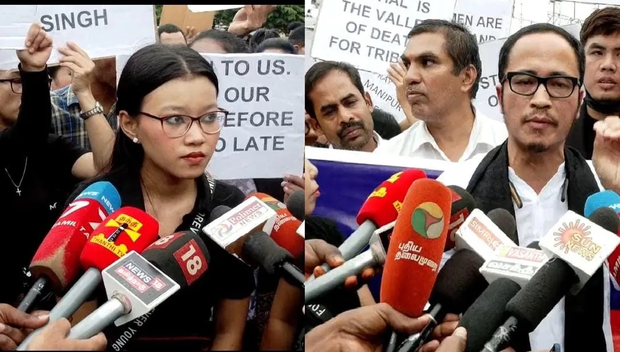 கோவையில் 200 க்கும் மேற்பட்ட குக்கி பழங்குடியின மக்கள் போராட்டம்