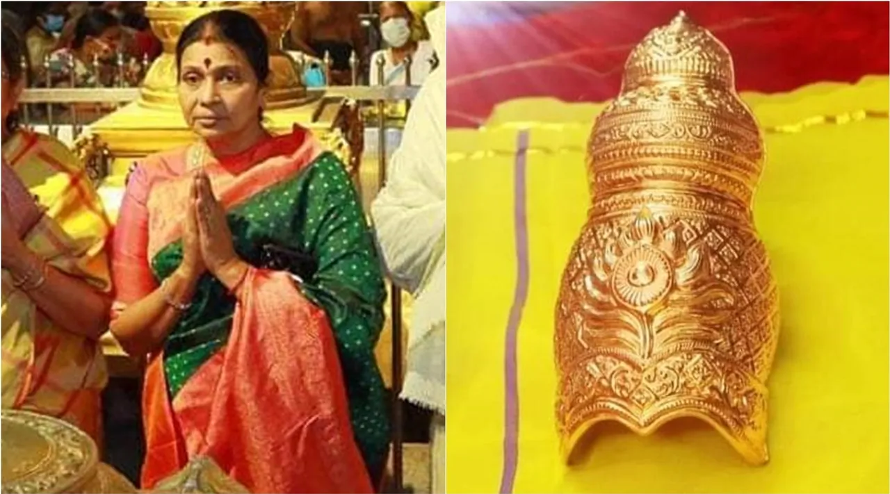 Durga Stalin offer to golden crown at Guruvayur temple, துர்கா ஸ்டாலின் குருவாயூர் கோயிலுக்கு துர்கா 32 பவுனில் தங்க கிரீடம் காணிக்கை, Durga Stalin offer to golden crown, Guruvayur temple