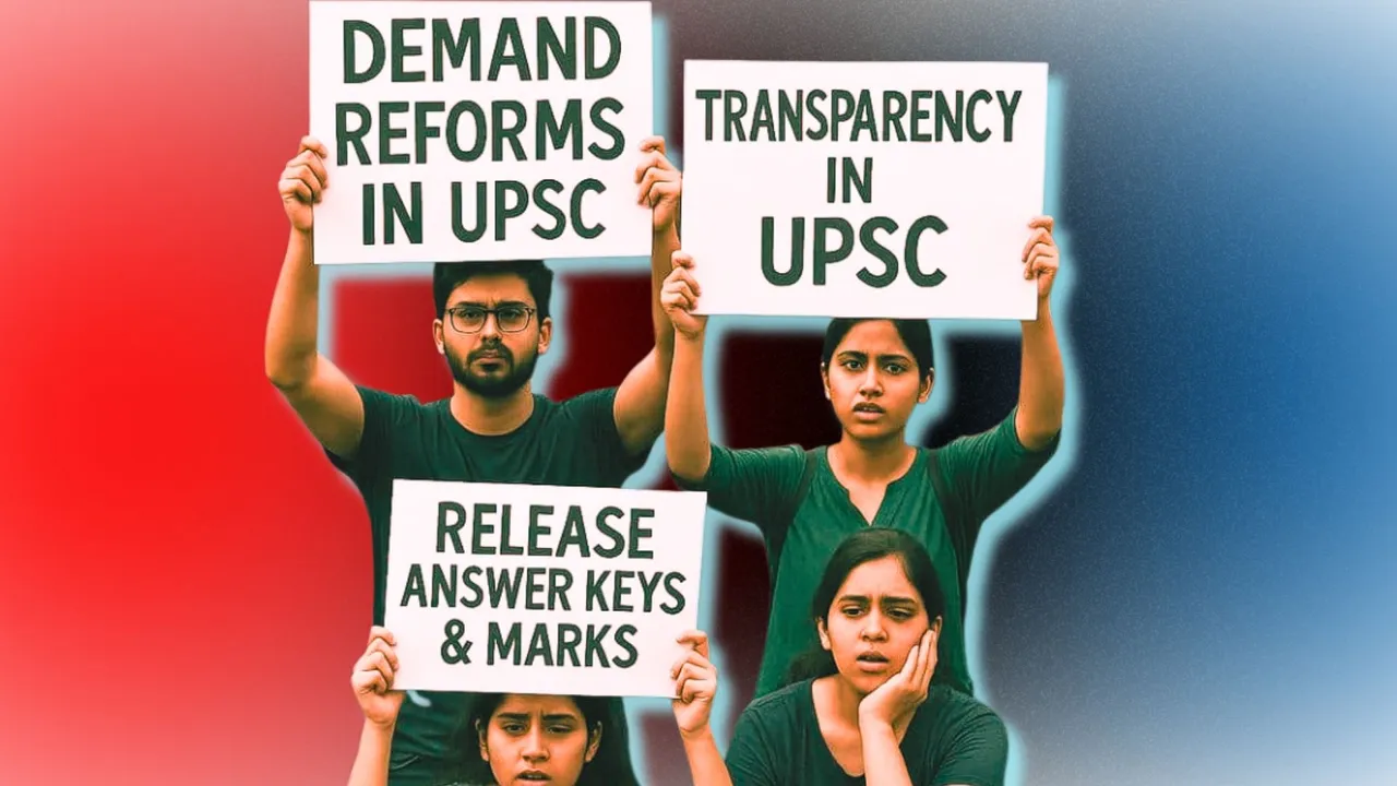 UPSC aspirants protesting