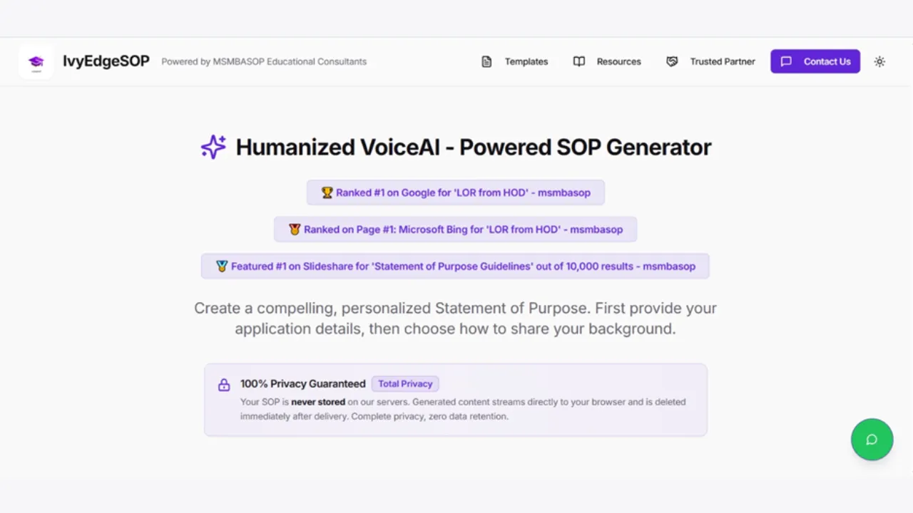 IvyEdgeSOP Revolutionizes SOP Writing for Indian Students with AI - Powered platform