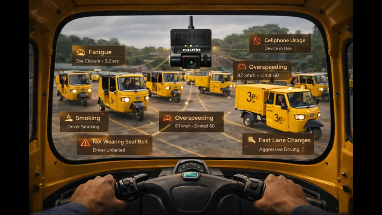 3ev Industries, 3eco Systems to Equip 10,000+ Electric Three-Wheelers with Cautio AI-powered Dash cams