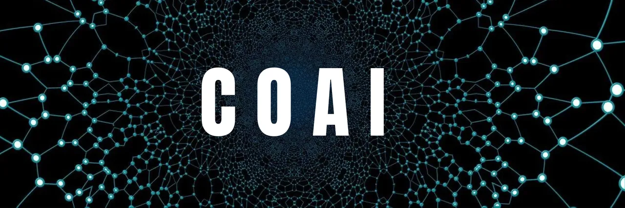  A close-up of a spider web with the misspelled word coai written in white in the center