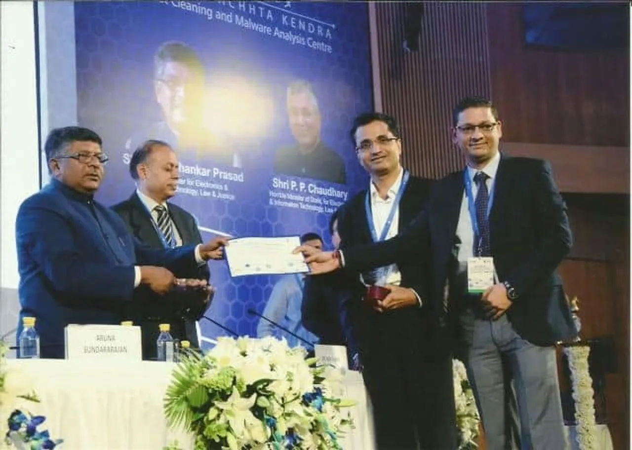 Sanjay Katkar MD CTO Quick Heal Technologies Limited nd from right with Electronics IT Minister Ravi Shankar Prasad