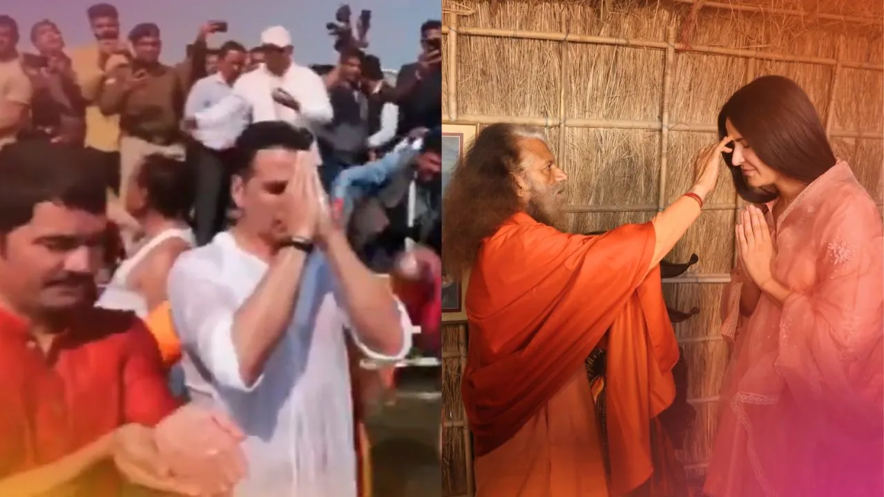 Akshay Kumar, Katrina Kaif take a dip of faith in Triveni
