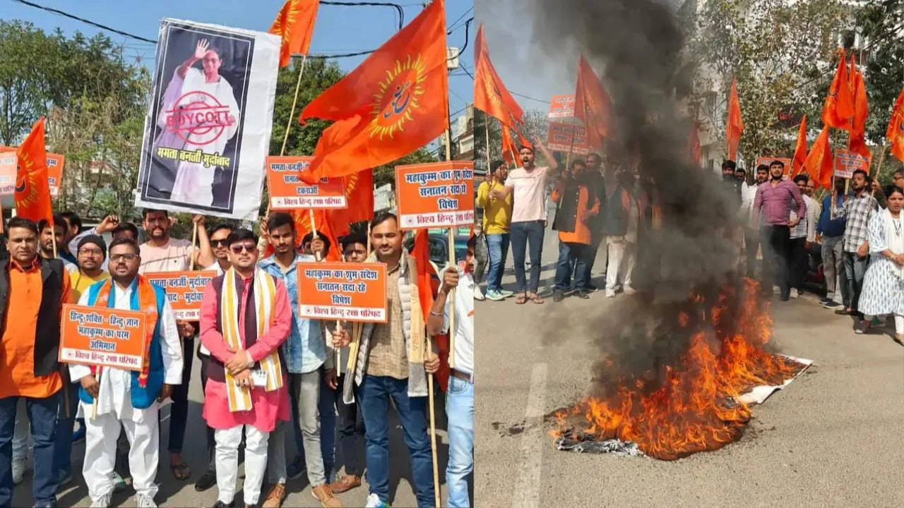 विश्व हिंदू रक्षा परिषद मुख्यमंत्री ममता बनर्जी का पुतला फूंका।