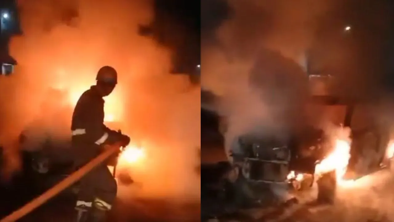 XUV car caught fire
