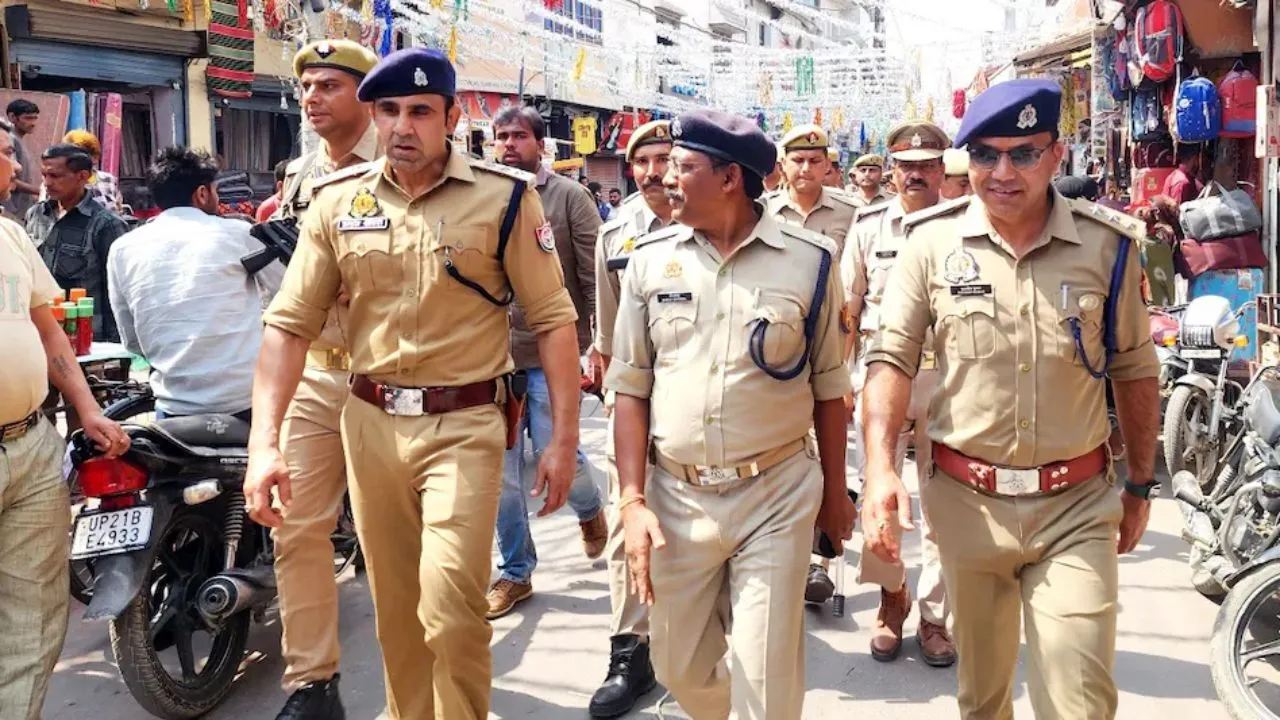 Flag march in Sambhal
