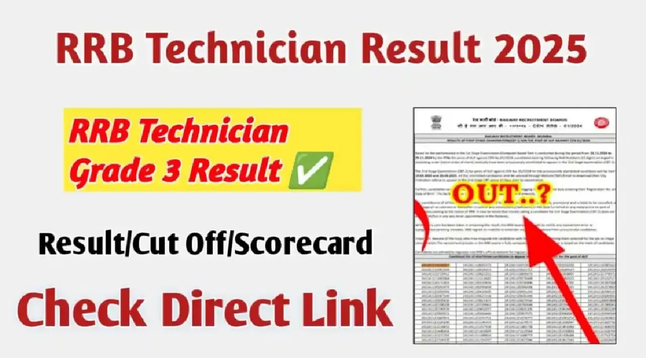 RRB TECHNICIAN RESULT 2025