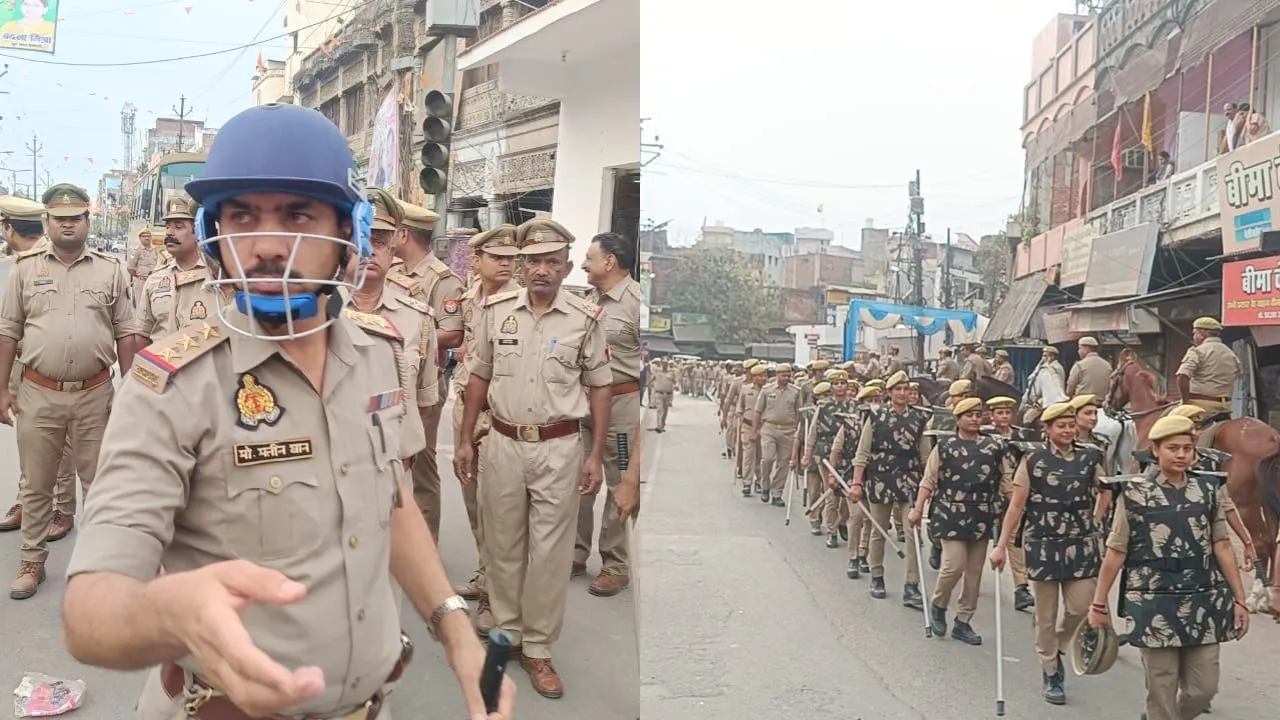 जुमे की नमाज के दौरान अलर्ट रही कानपुर कमिश्नरेट पुलिस और जुमे की नमाज के दौरान कानपुर के संवेदनशील इलाकों में पुलिस का फ्लैग मार्च। 