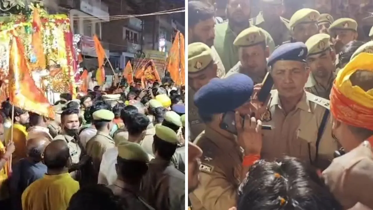 कानपुर में मेस्‍टन रोड पर शोभायात्रा में माहौल ब‍िगडते बचा।