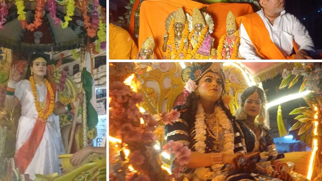 कानपुर में रामनवमी पर शोभायात्रा न‍िकाली गई।