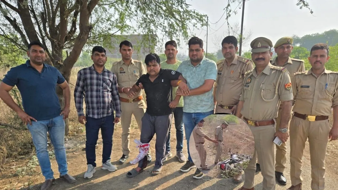 Police Encounter में हत्या के प्रयास का आरोपी गिरफ्तार, बदमाश के पैर में लगी गोली