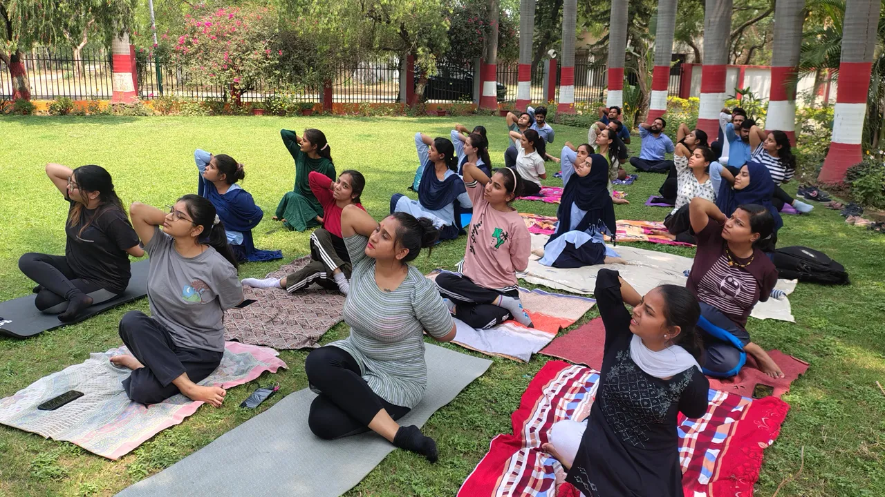 students did yoga