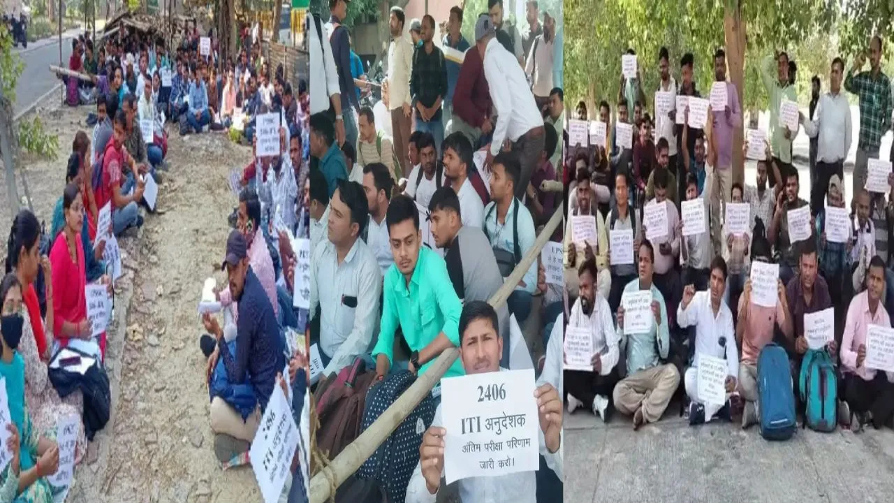 Candidates protest against ITI Instructor Recruitment Result in Lucknow
