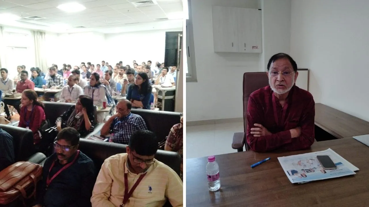  कार्यशाला में मौजूद लोग और जानकारी देते डाक्टर। 