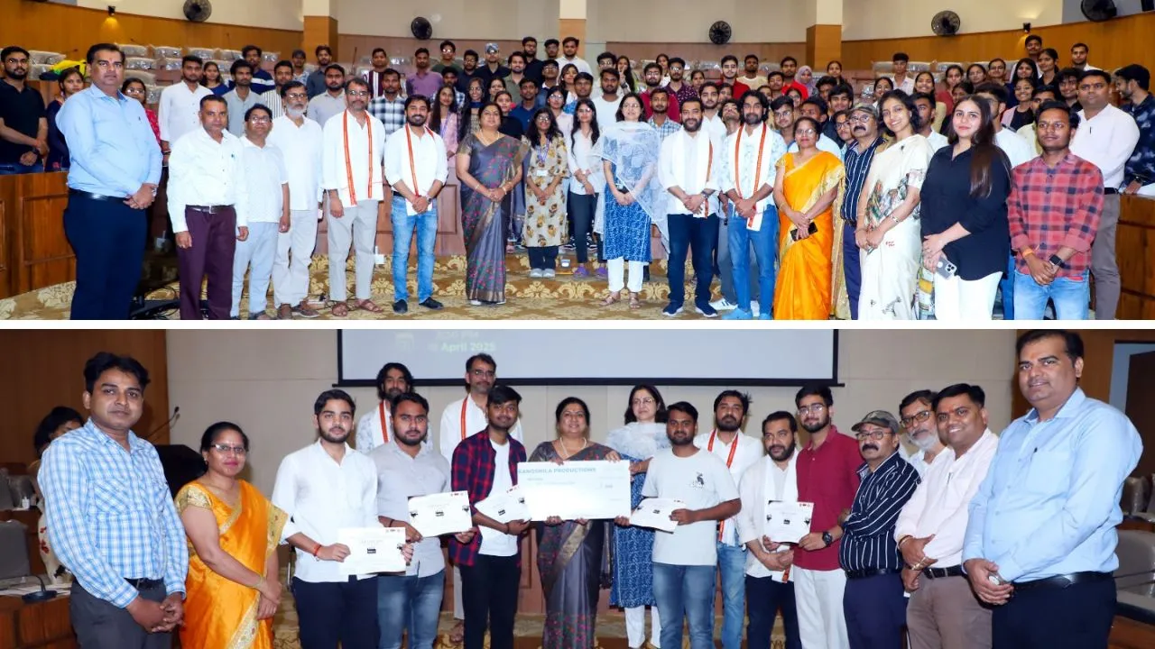  समापन समारोह में मौजूद लोग। समारोह में विजेताओं को दिए गए प्रमाणपत्र। 